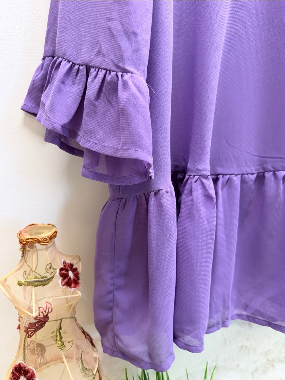 New DC Jeans Flowy Lavender Ruffle Summer Wedding Guest Ready Tunic Blouse 👚 - Picture 2 of 7